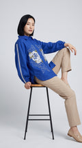 Royal Blue Linen Embroidered Shirt