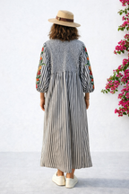 Dress with Smocked Yoke & Embroidered Sleeves