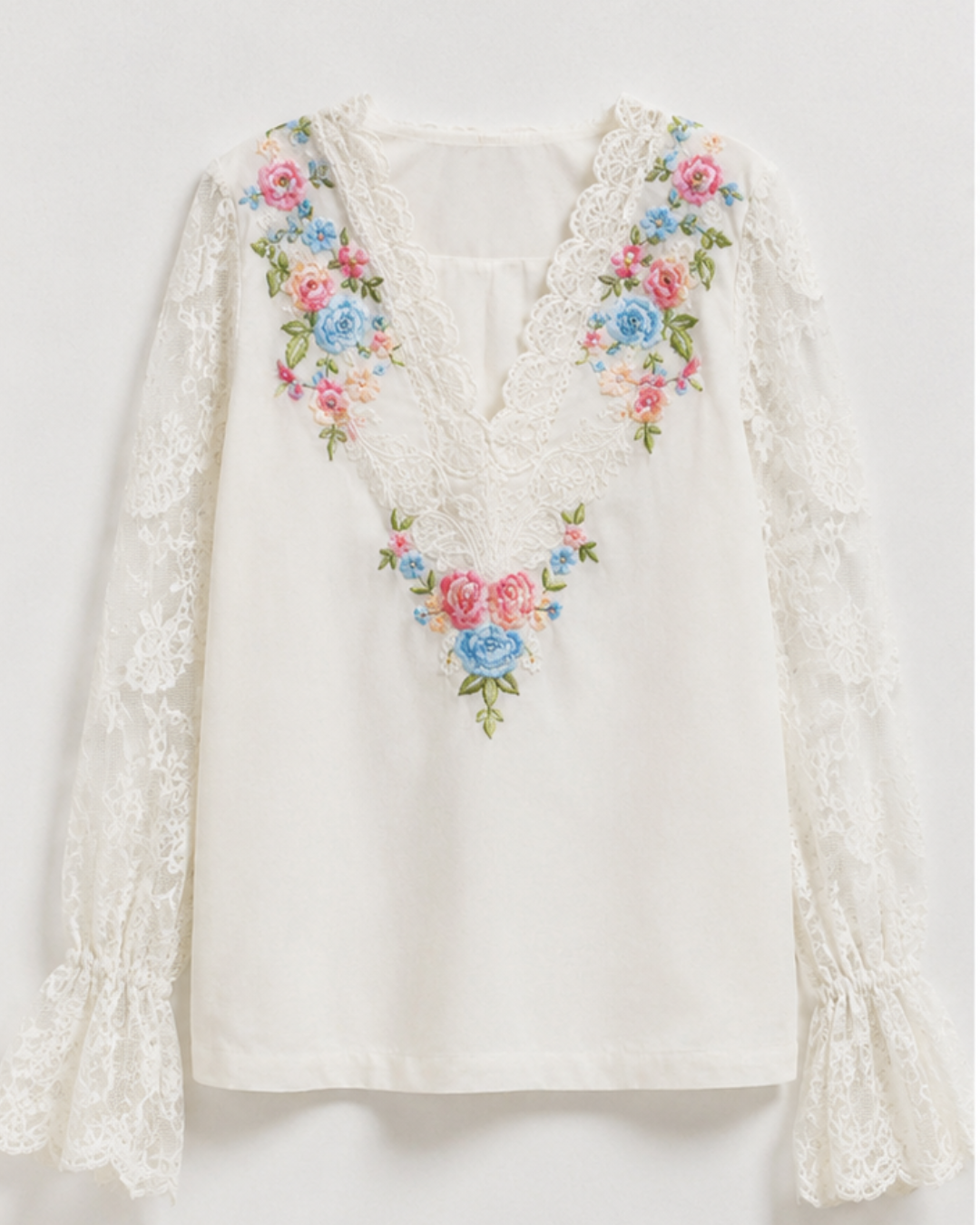 Ivory Linen Embroidered Top with Fuchsia Crepe Pants
