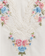 Ivory Linen Embroidered Top with Fuchsia Crepe Pants
