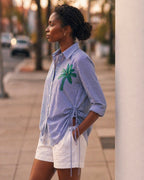 Striped Cotton Embroidered Shirt