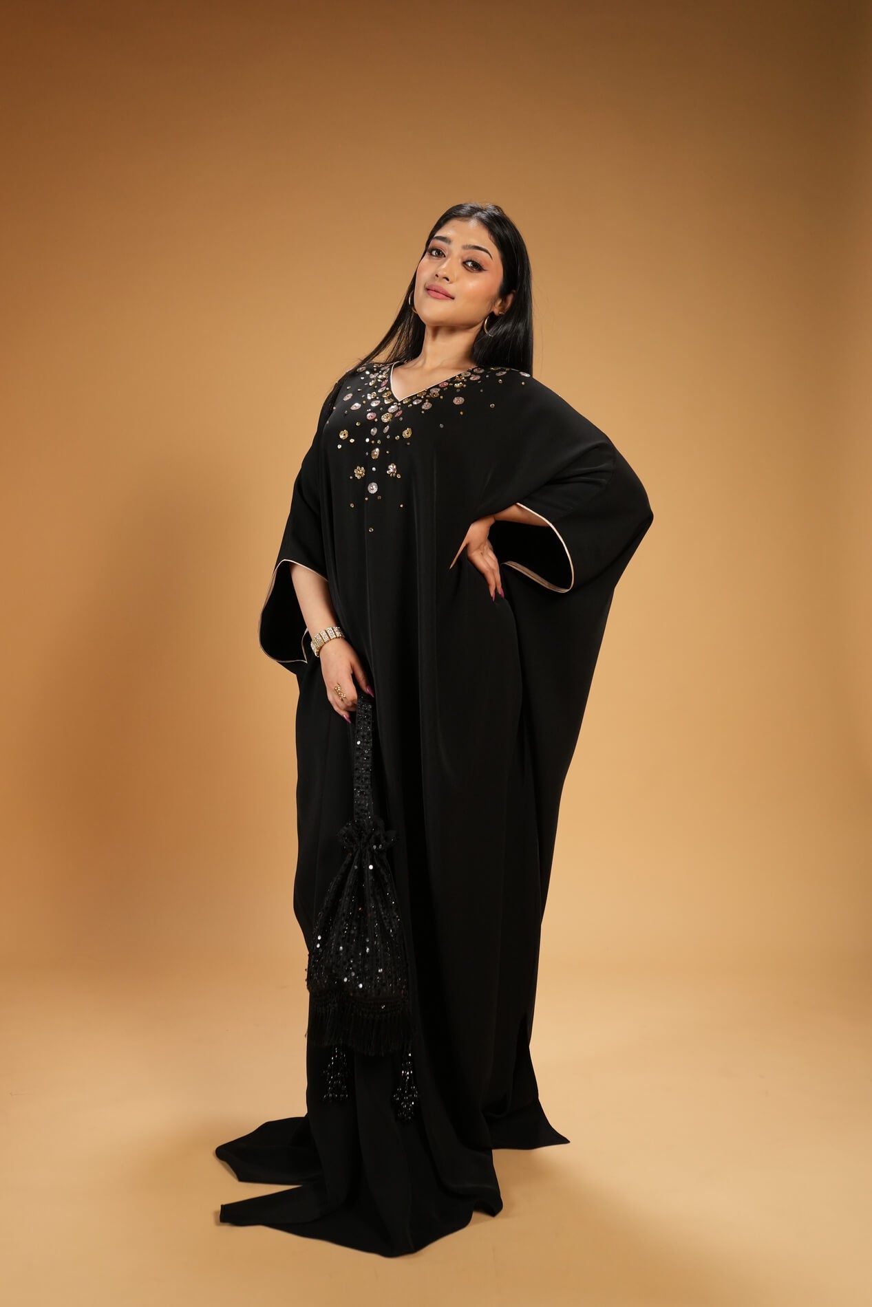 Noir Sequin Kaftan