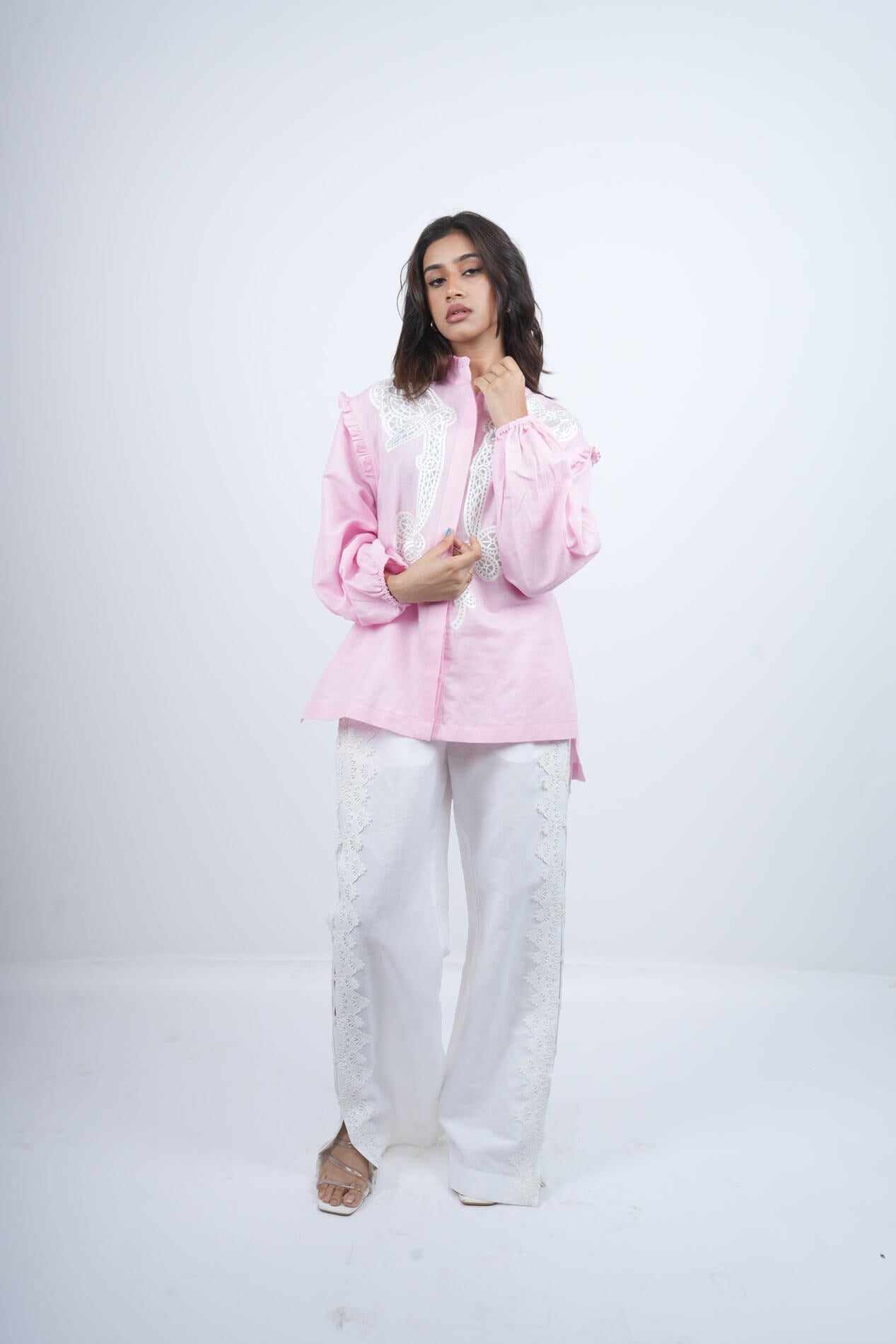 Light pink Reverie Embroidered Co-ord Set