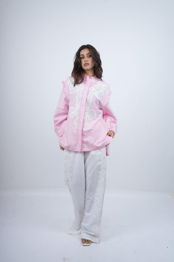 Light pink Reverie Embroidered Co-ord Set