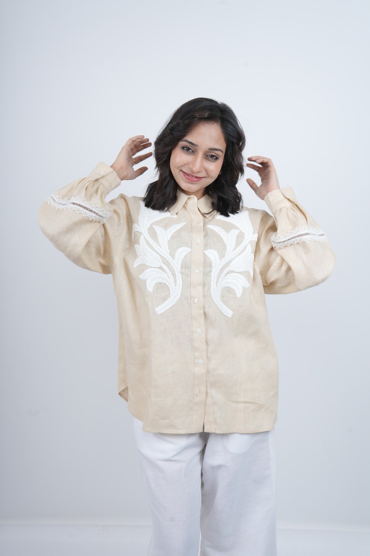 Rafya Embroidered Breeze Linen Shirt