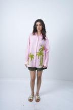 Palm Embroidered Linen Shirt
