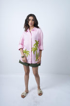 Palm Embroidered Linen Shirt