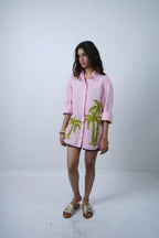 Palm Embroidered Linen Shirt