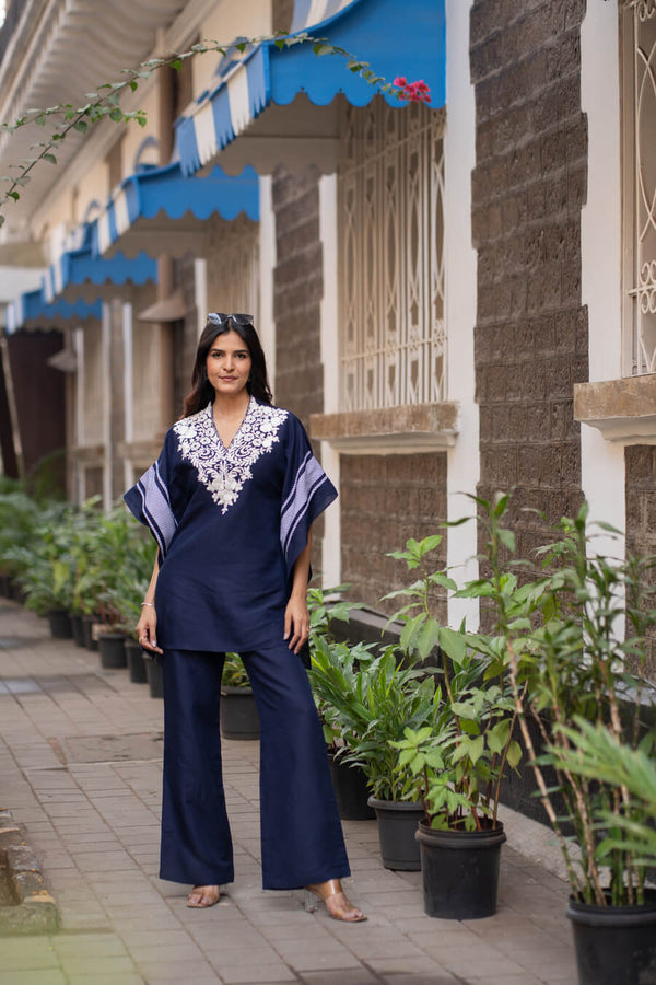 Sundown in Navy Kaftan Co-ord.