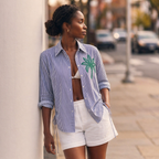 Striped Cotton Embroidered Shirt