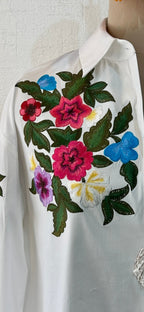 White shirt with multicolored embroidery