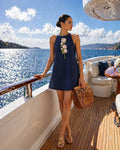 Navy Bloom Cotton Dress