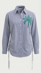 Striped Cotton Embroidered Shirt
