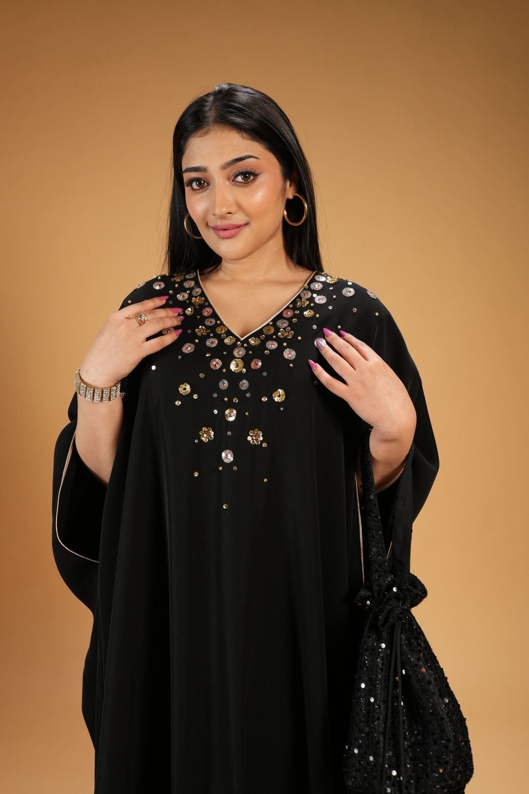 Noir Sequin Kaftan